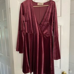 ASOS velvet flare-sleeve skater style dress, size 14